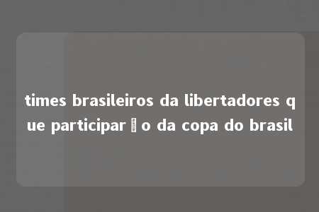 times brasileiros da libertadores que participarão da copa do brasil